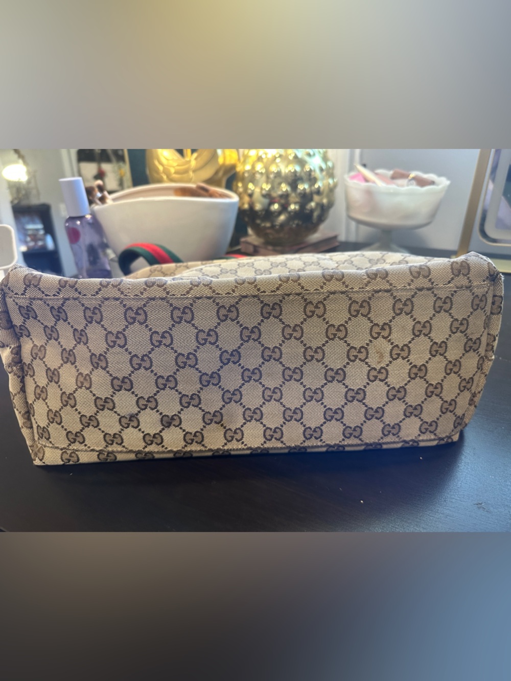 Gucci Brown GG Monogram Canvas Tote with Dark Brown Leather Patch - Picture 16 of 16